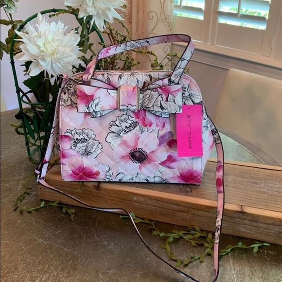 BETSEY JOHNSON PINK/WHITE/BLACK CROSSBODY SATCHEL - Picture 2 of 10